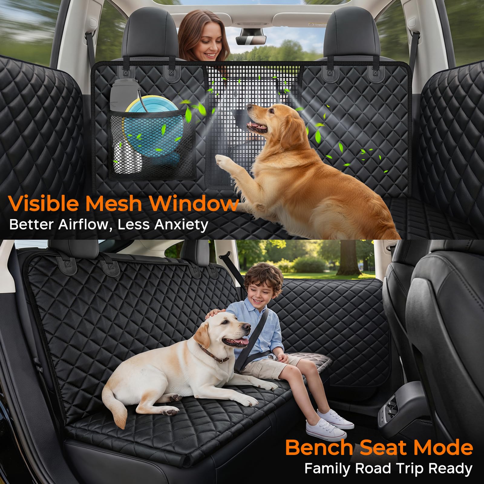 URPOWER Dog Car Seat Cover for Back Seat, Waterproof Hammock for Model Y view 3