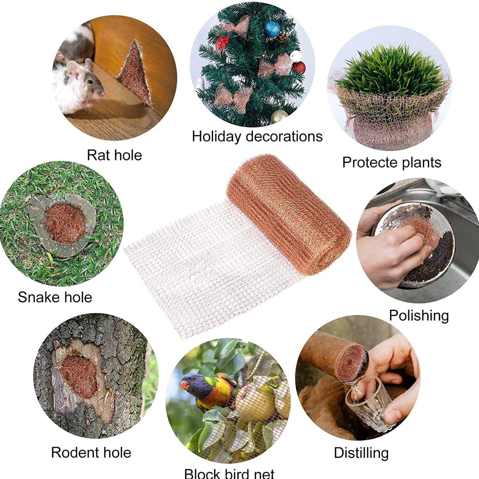 Rotolo Rete Rame Puro Anti Roditori - Maglia Fine 6m X 12,7 Cm Per Giardino E Casa - 4