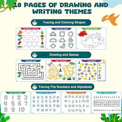 Miniatura 3 de Foayex Libros de dinosaurios para niños de 4, 5, 6, 7, 8 años, libro de trabajo de aprendizaje ABC de jardín de infantes con rastreo, actividades de