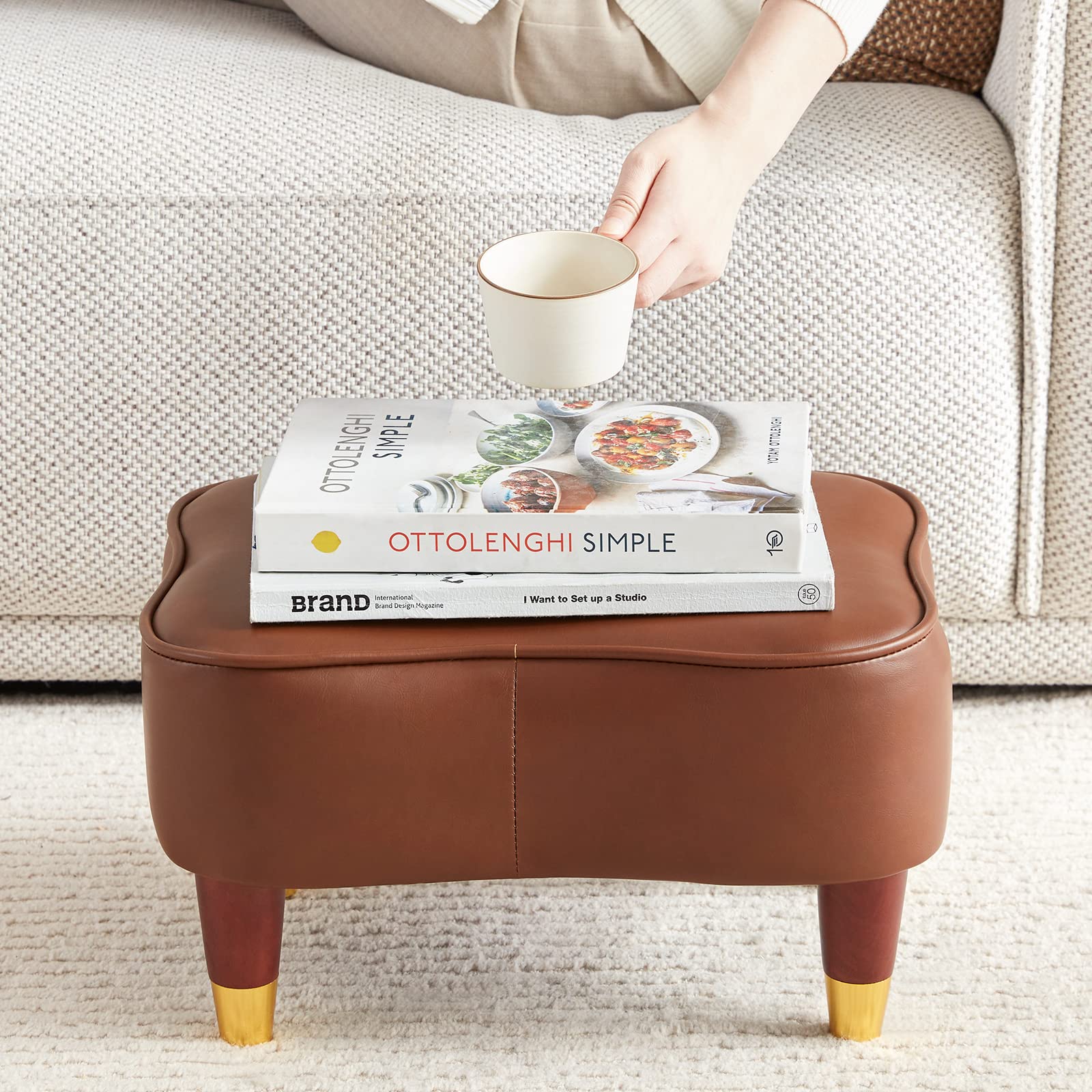 Soohow Foot Stool Small Ottoman Foot Rest, Velvet Foot Stools Pouf
