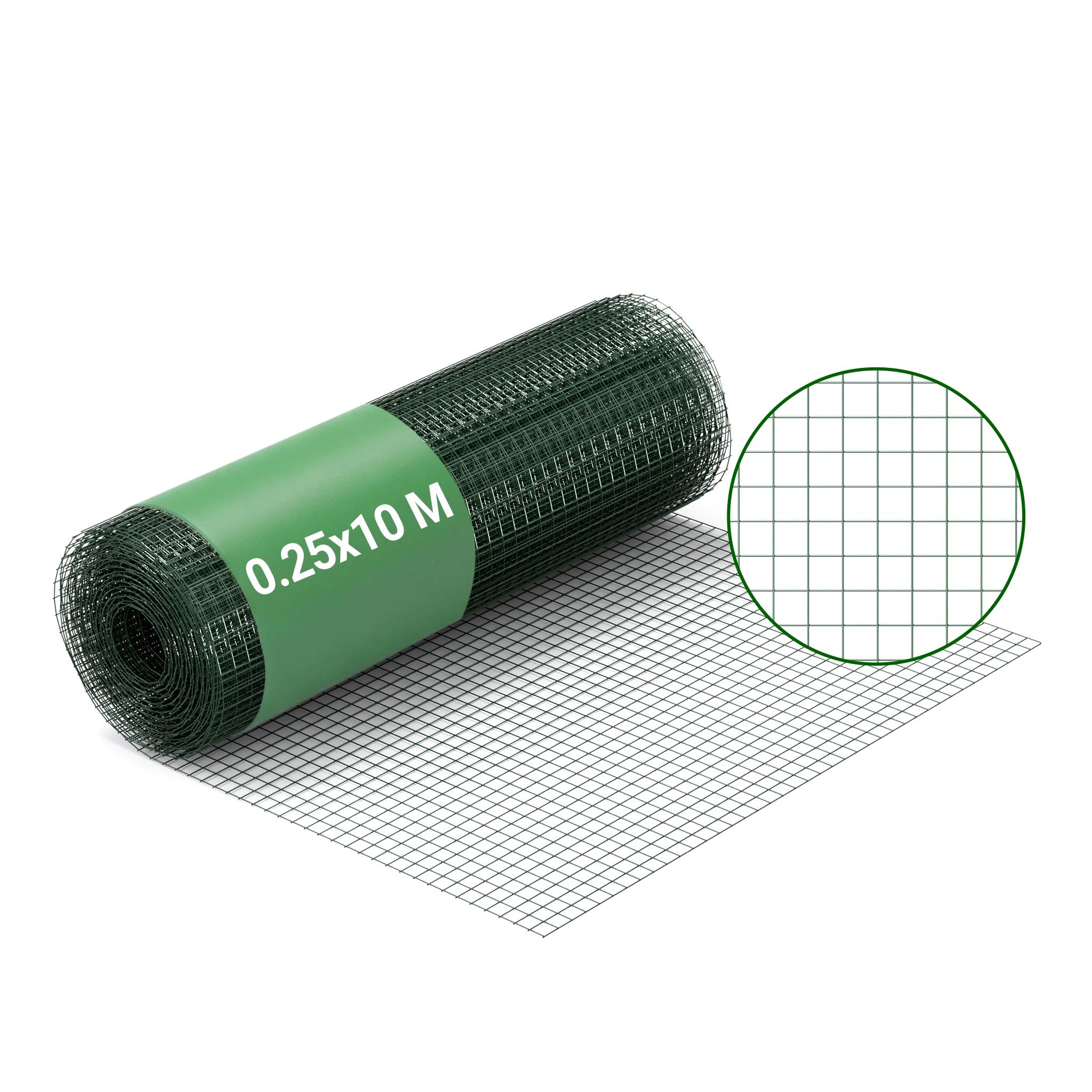 Wiltec Grillage à mailles métalliques – Vert – Maille carréess de 12 x 12 mm – Rouleau 25 m – Hauteur 100 cm – Acier galvanisé – Treillis pour Volière Clapier Enclos Clôture