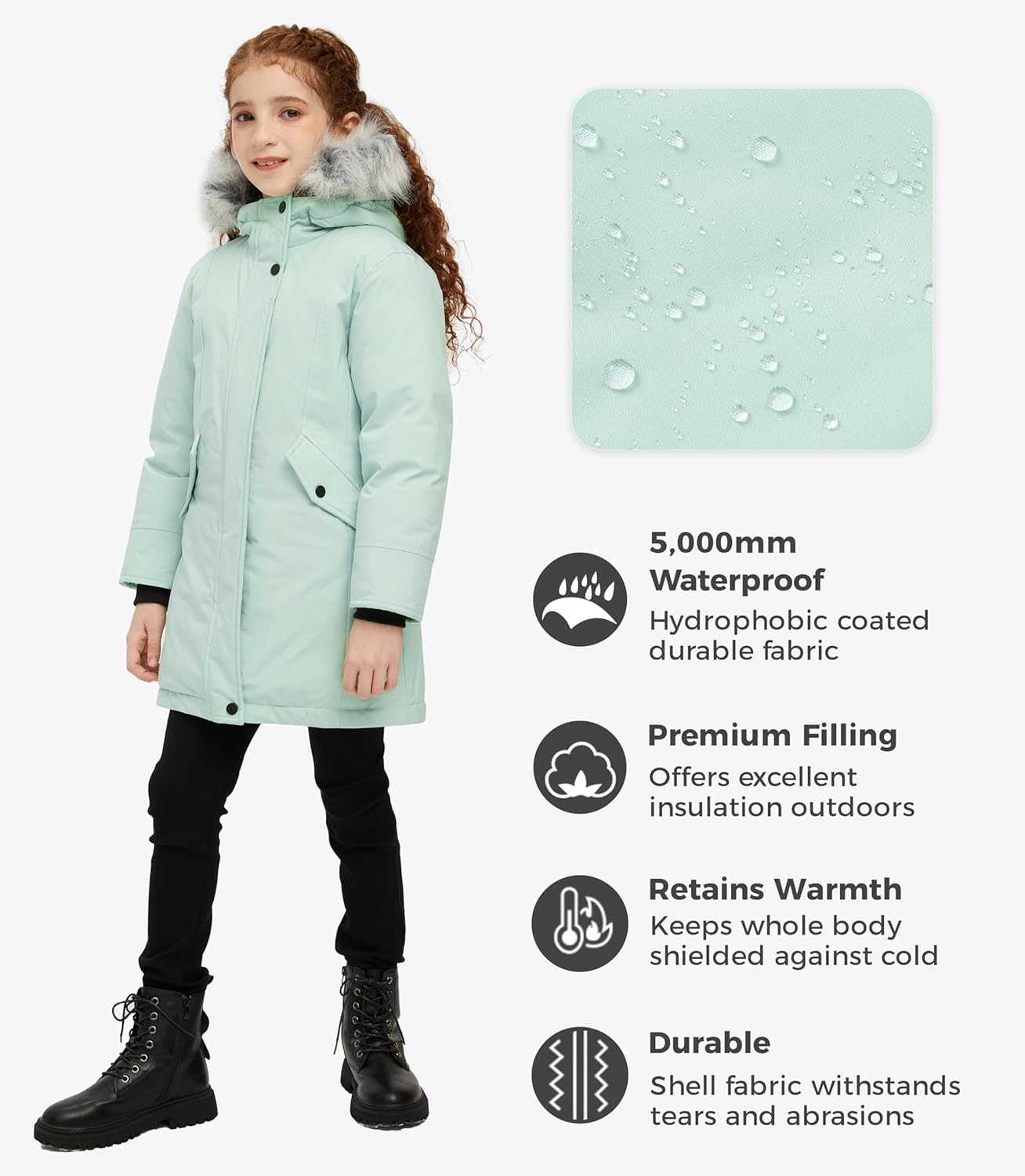 Wantdo Girl's Winter Coat Warm Windproof Insulated Hiking Warm Long Sleeve Puffer Outdoor Running Fall Jacket with Hood - Image 4
