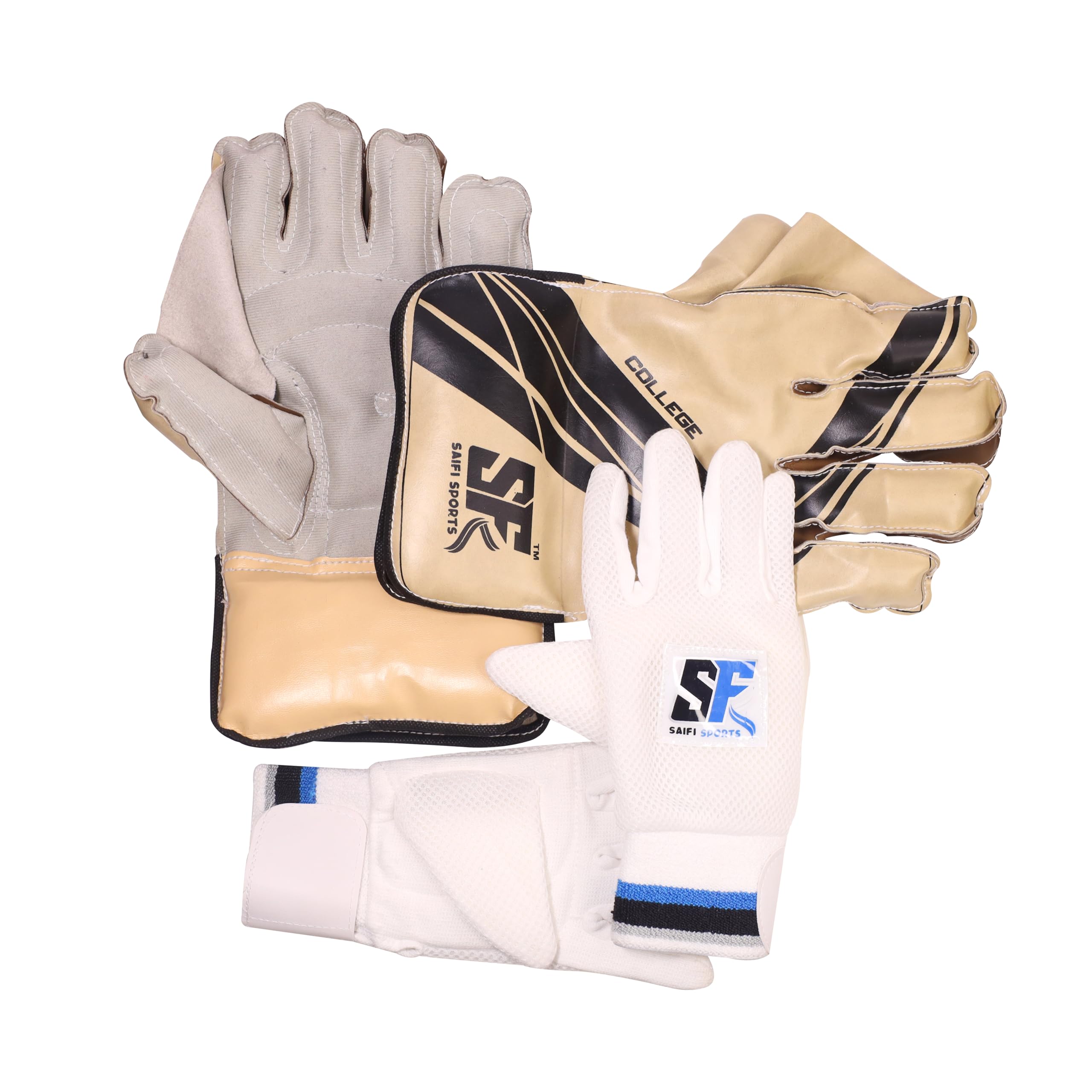 SAIFI SPORTS Professional Cricket Wicket Keeper Gloves & Surge Cotton Padded White Inner, Perfect Quality to Improve Your Cricket for Mens not for Kids