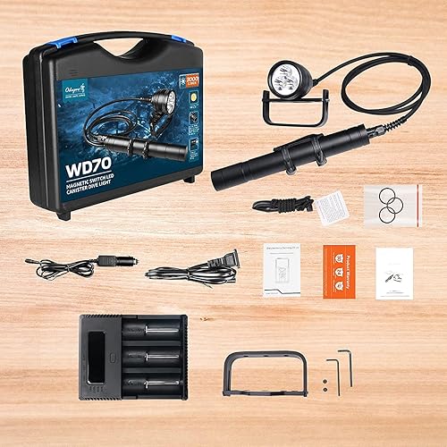 Miniatura 5 de WD70 3000 Lumen - Luz de buceo para bote primario y ORCATORCH D700 1700 lúmenes, linterna submarina ultra brillante para buceo, linterna sumergible