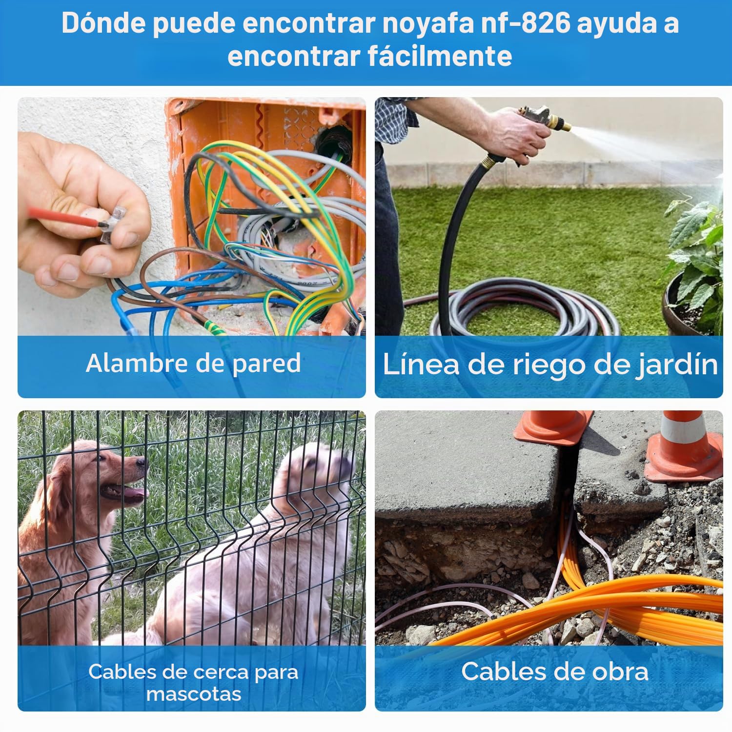 NOYAFA NF-826 Detector de Cables Subterráneos - Localizador de Cables y Líneas Eléctricas en Pared y Tierra, Buscador de Cables Ocultos para Electricidad y Cableado