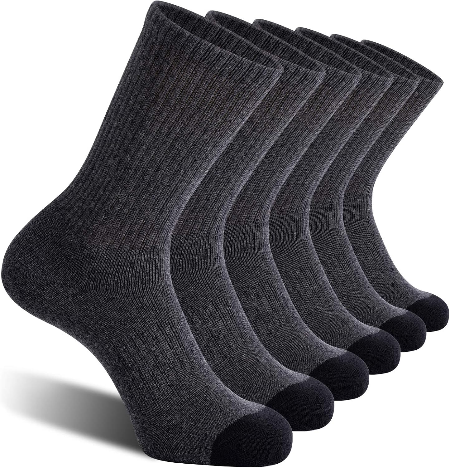 CS CELERSPORT 6 Pack Men's Cotton Athletic Crew Socks Full Cushioned Work Boot Socks