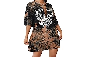 Stylish and Flowy Tie Dye Band Tshirt Dress