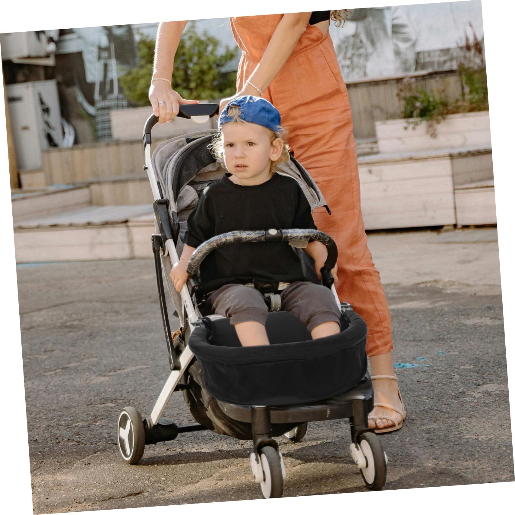 Vaguelly Extension Repose-Pieds Accoudoir de Sécurité et Installation Facile en Tissu Noir pour Poussette Bébé pour Poussette de Jogging