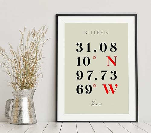 Miniatura 6 de Mapa de Killeen, Texas, Coordenadas Multilíneas de Colores (12x16)