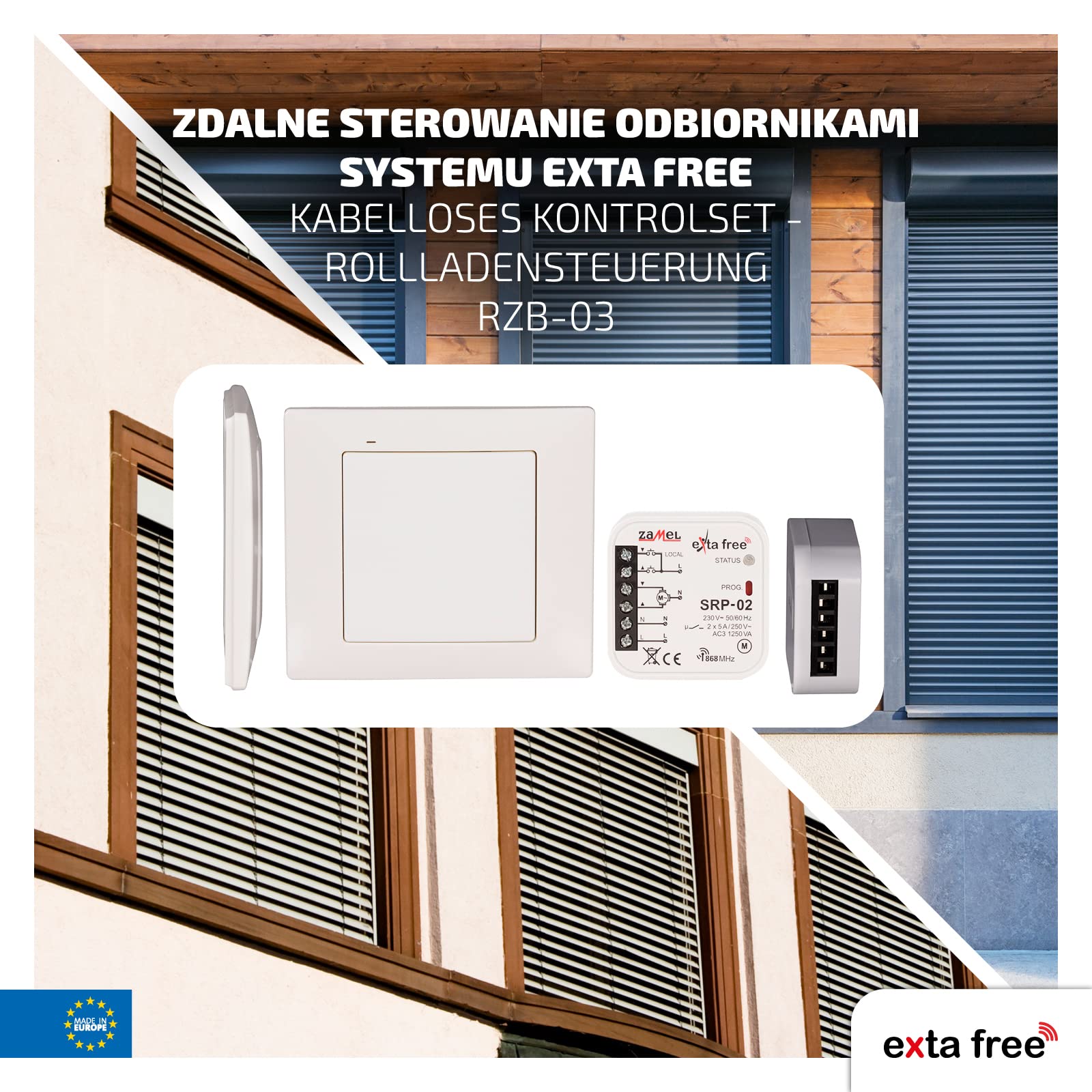 EXTA FREE Steuerungsset Set Für Kabellose Steuerung Rollladensteuerung Rollläden Markisen Tore Drahtlos Smart Home Funkfernbedienungsschalter RZB-03