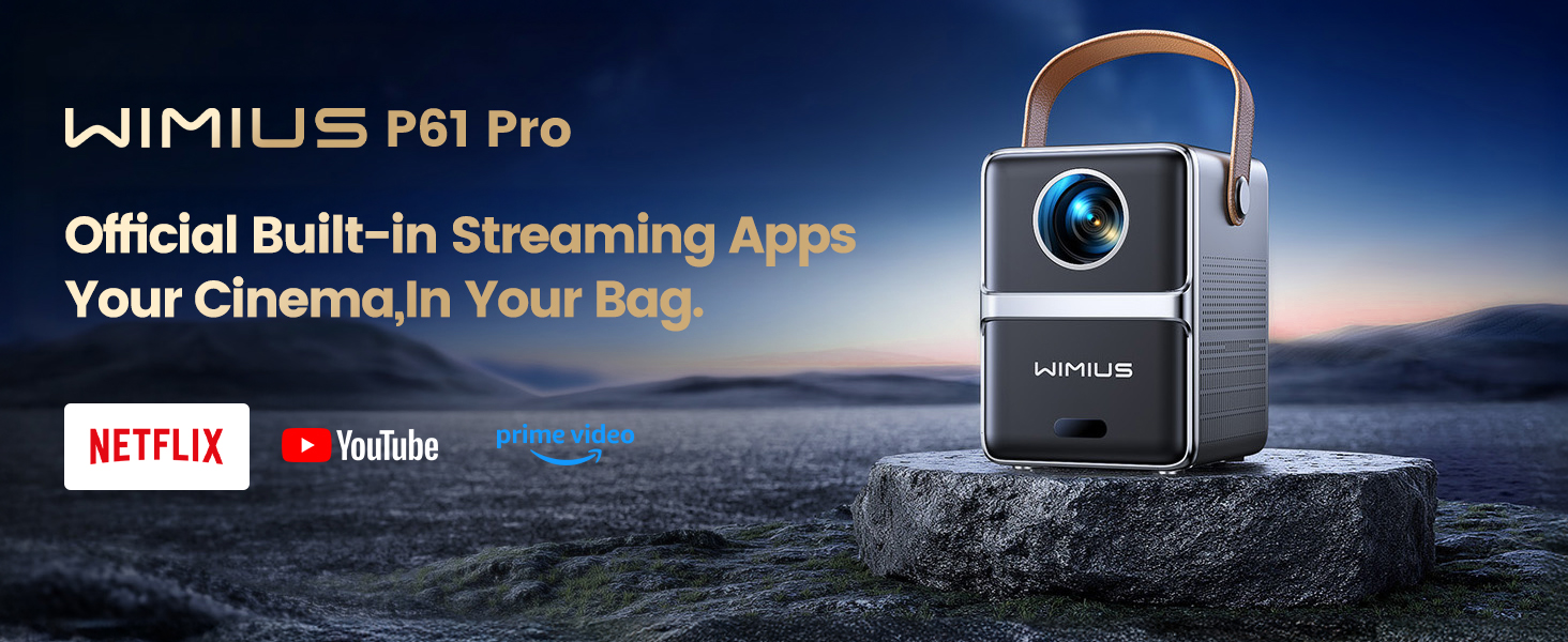 WIMIUS P61 Pro プロジェクター 本体 Mini 4K Projector【Netflix Officially/Dolby Audio/Short Throw