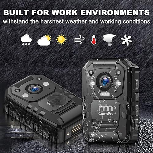 Miniatura 3 de Cámara corporal HD 1296P de policía, memoria 64G, cámara de portátil CammPro, cámara impermeable con pantalla de 2 pulgadas, visión nocturna, GPS