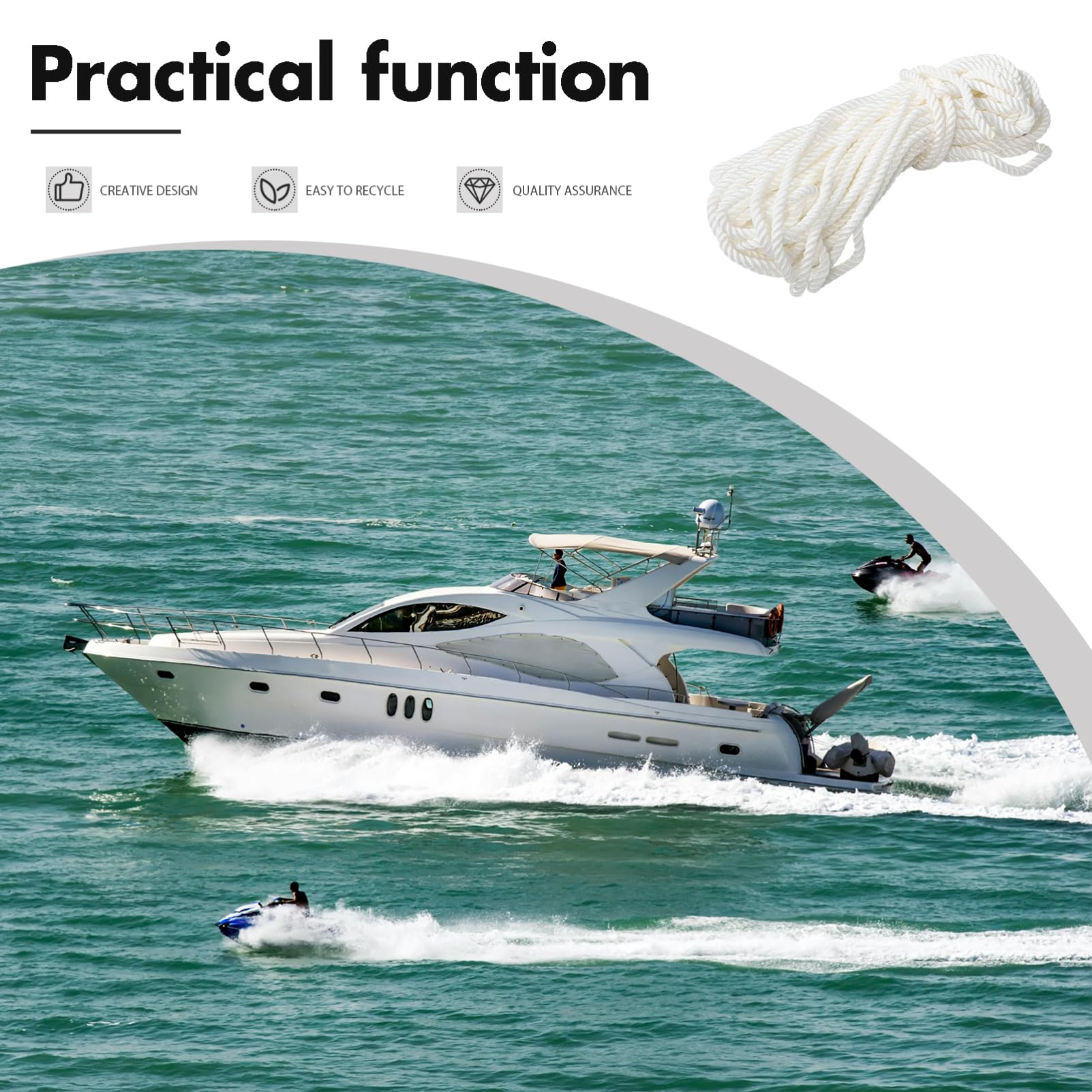 1rolle Weißes Nylon-marineseil Für Bootsanlegemanöver Strapazierfähige Festmacherleine Für Sicheres Verankern Und Ankern Für Yachten Und Boote