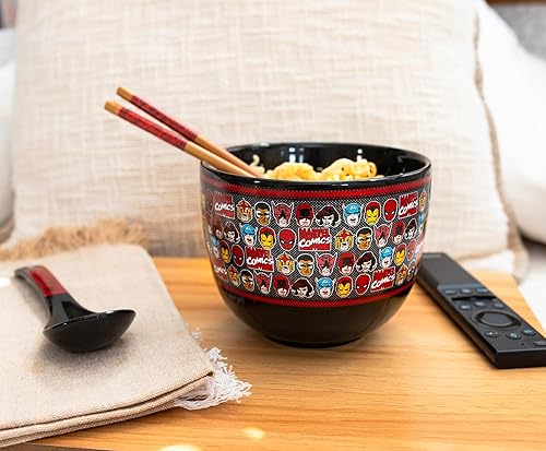 Miniatura 9 de Silver Buffalo Marvel Comics Superheroes - Juego de vajilla de cerámica para ramen, incluye cuenco de fideos de 20 onzas, palillos de madera y