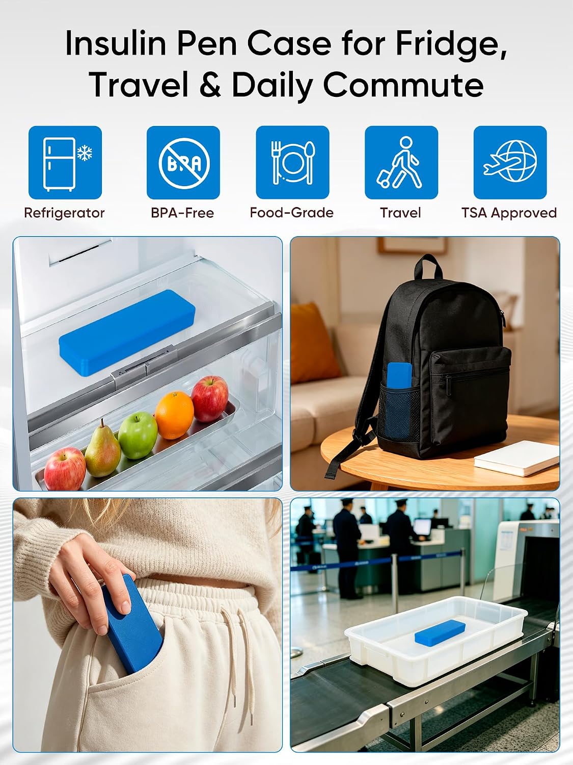 Insulin Pen Refrigerator Storage Case for Ozempic​ & Wegovy​ Injector Pens, Wegovy​ Injection Travel Case Protective Ozempic Pen Needles Holder (Hold 1 Pen)(Blue)