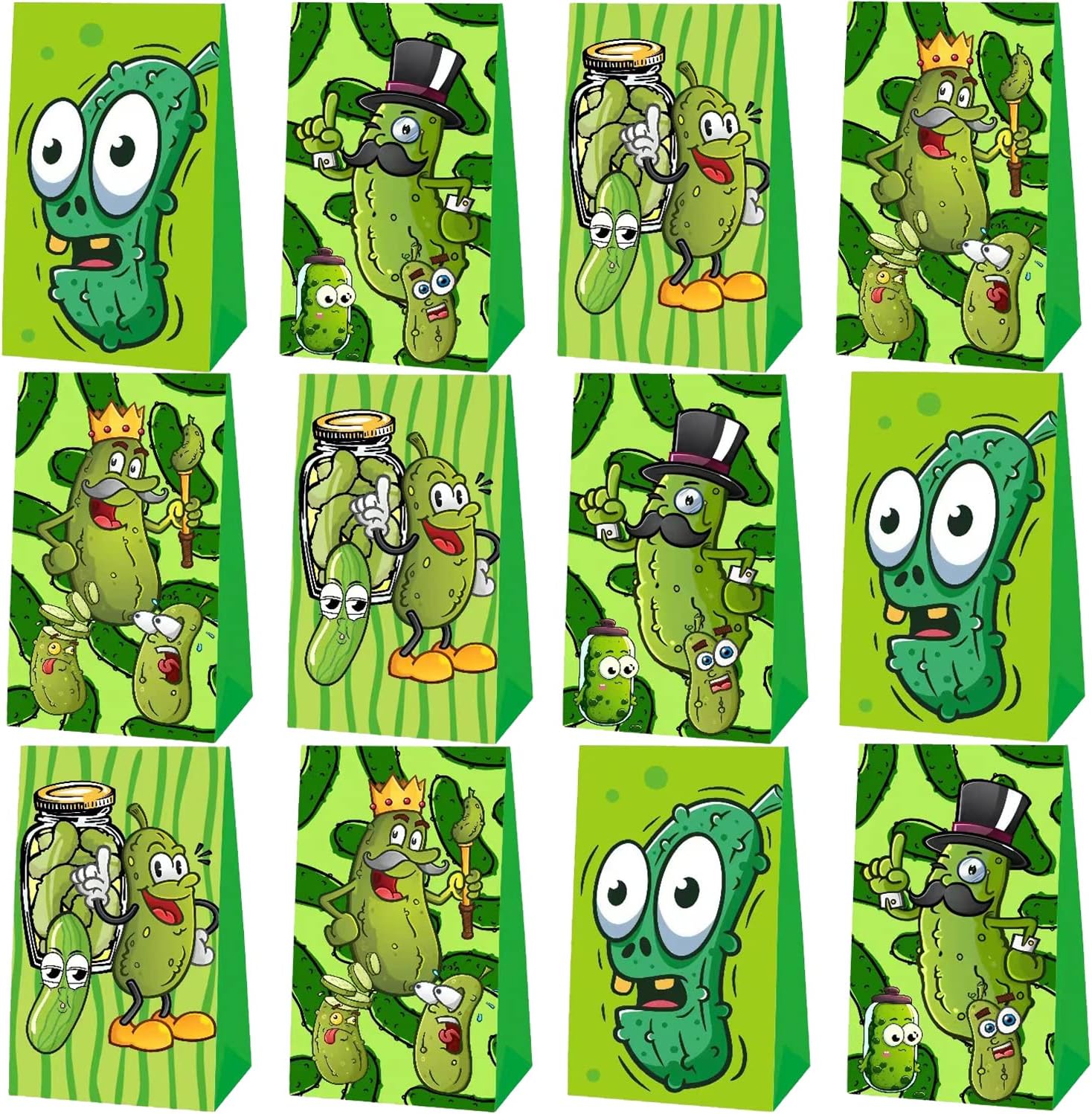 BOYKIM 12pcs Pickle Cartoon Party Favor Gift Bags, Pickle