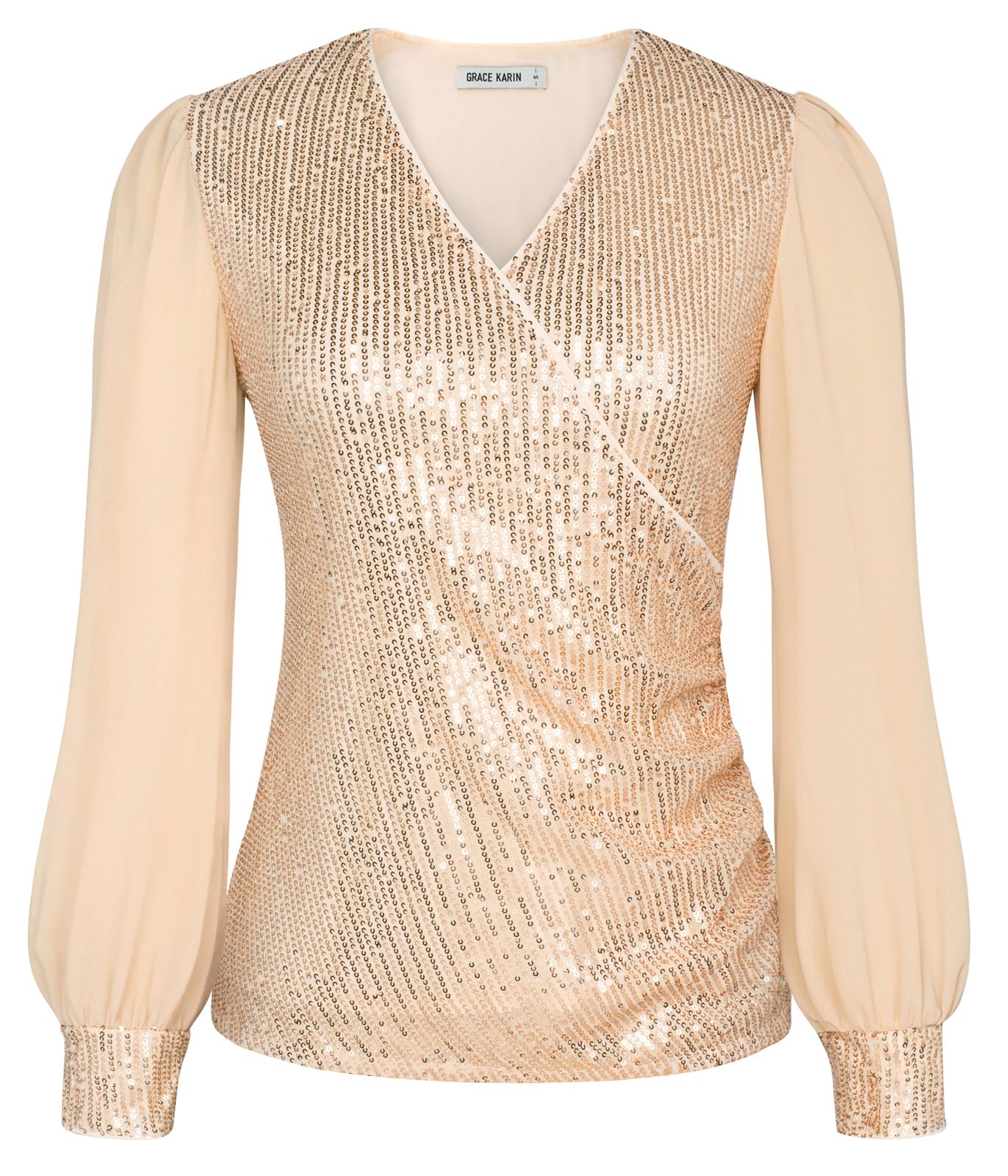 GRACE KARIN Dames korte ruches mouw V-hals ruches casual tops zomer blouses vintage top, Pauw Blauw, M