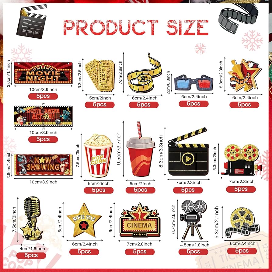 Amazon.com: 80 Pcs Christmas Movie Night Party Decorations