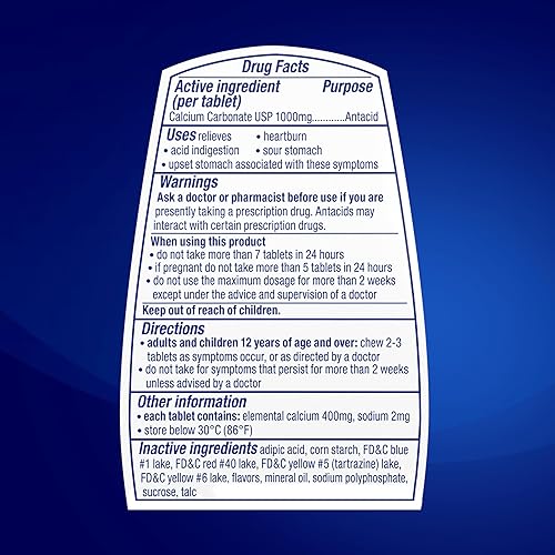 Miniatura 8 de TUMS Tabletas antiácidas ultra fuertes para alivio masticable de la acidez estomacal y alivio de la indigestión ácida, frutas surtidas, 160 unidades