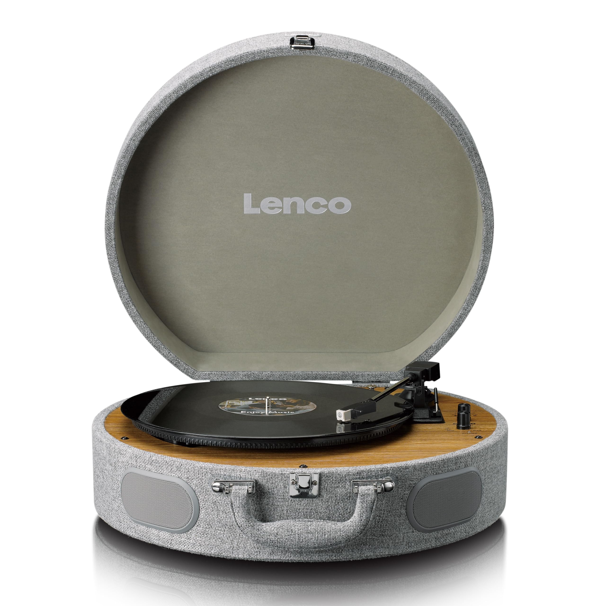 Lenco LS-66GY - Plattenspieler mit Lautsprechern u. Bluetooth | LS-66 - Schallplattenspieler - Vinyl Player - AT3600 Pickup - Riemenantrieb - Auto-Stop