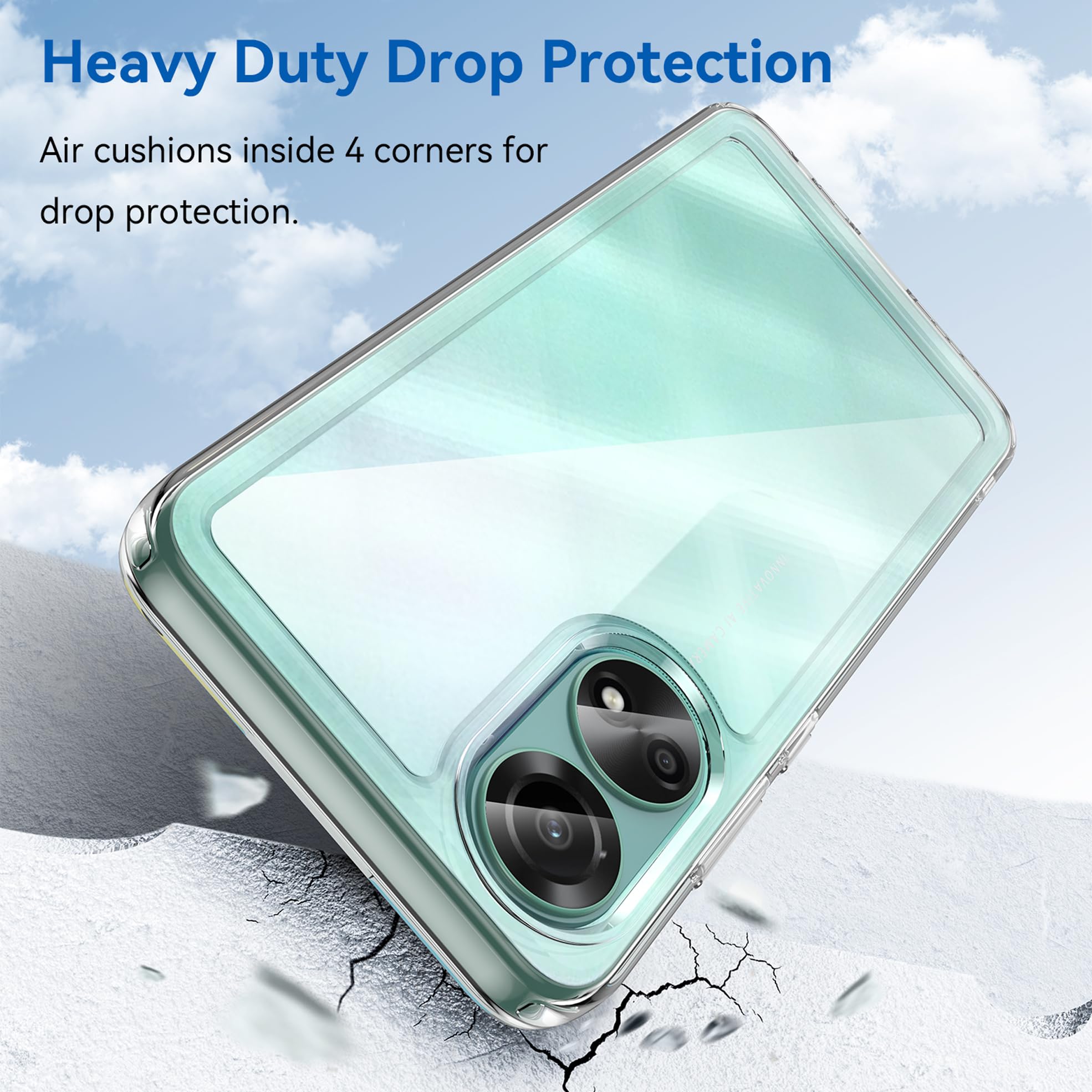 Cover Per Oppo A78 4G - Custodia Ibrida Trasparente Verde, Antiurto A Doppio Strato, Protezione 360° - 5