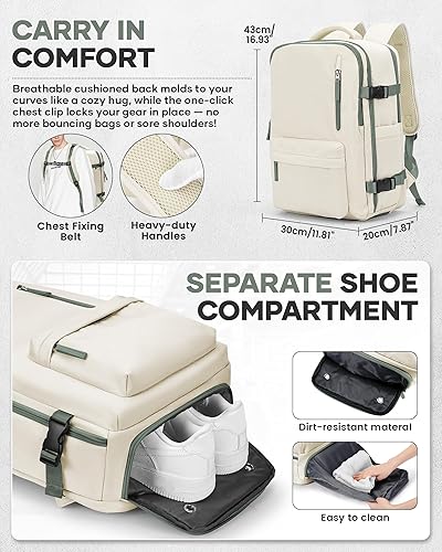 Vista 299 de VECAVE Mochila de viaje para laptop, mochila aprobada para vuelos,Mochila deportiva para universidad casual, E-peacockblue, Mochila para laptop