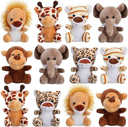 Juguetes de peluche de animales de la selva de 12 piezas de 48 pulgadas de peluche de elefante león jirafa y tigre para fiestas temáticas de Juguetes de peluche de animales de la selva de 12 piezas de 48 pulgadas de peluche de elefante león jirafa y tigre para fiestas temáticas de