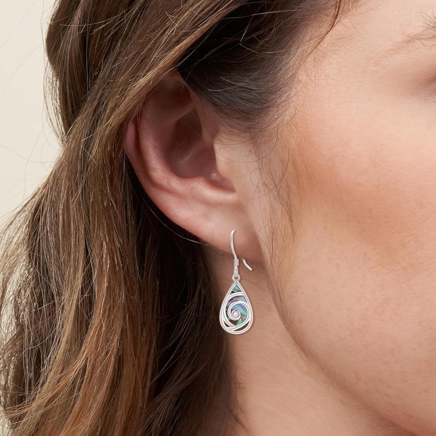 TANGPOET Abalone Shell Earrings for Women 925 Sterling Silver Swirl Hook Dangle Drop Earrings, Vacation Beach Jewelry, Gifts for Mothers Day Christmas Birthday - Image 2