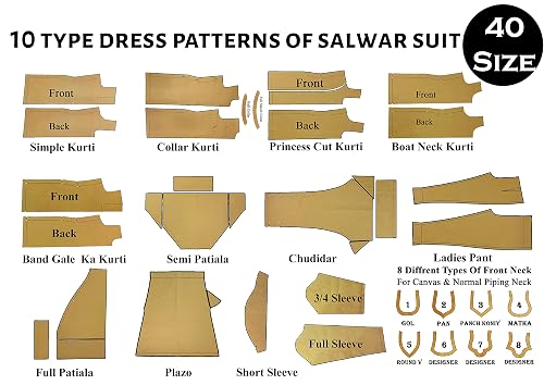 10 Type Dress Paper Patterns for 40 Size Salwar Suit With Book By Dileep Tailors And Boutique