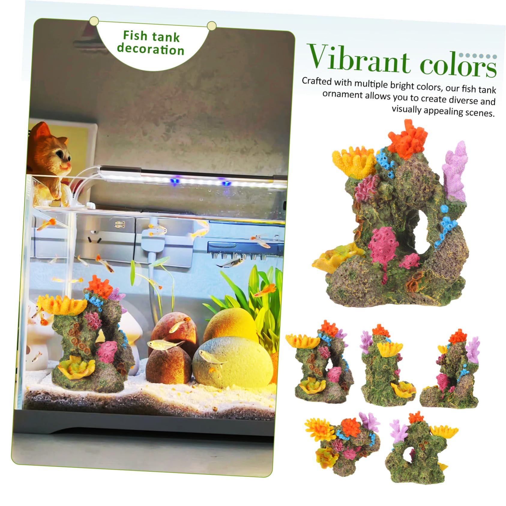 TOYANDONA Decoración de Coral Artificial Resistente para Acuarios Escultura Decorativa Vibrante y Segura Cueva Ornamental para Paisajes Submarinos Peceras