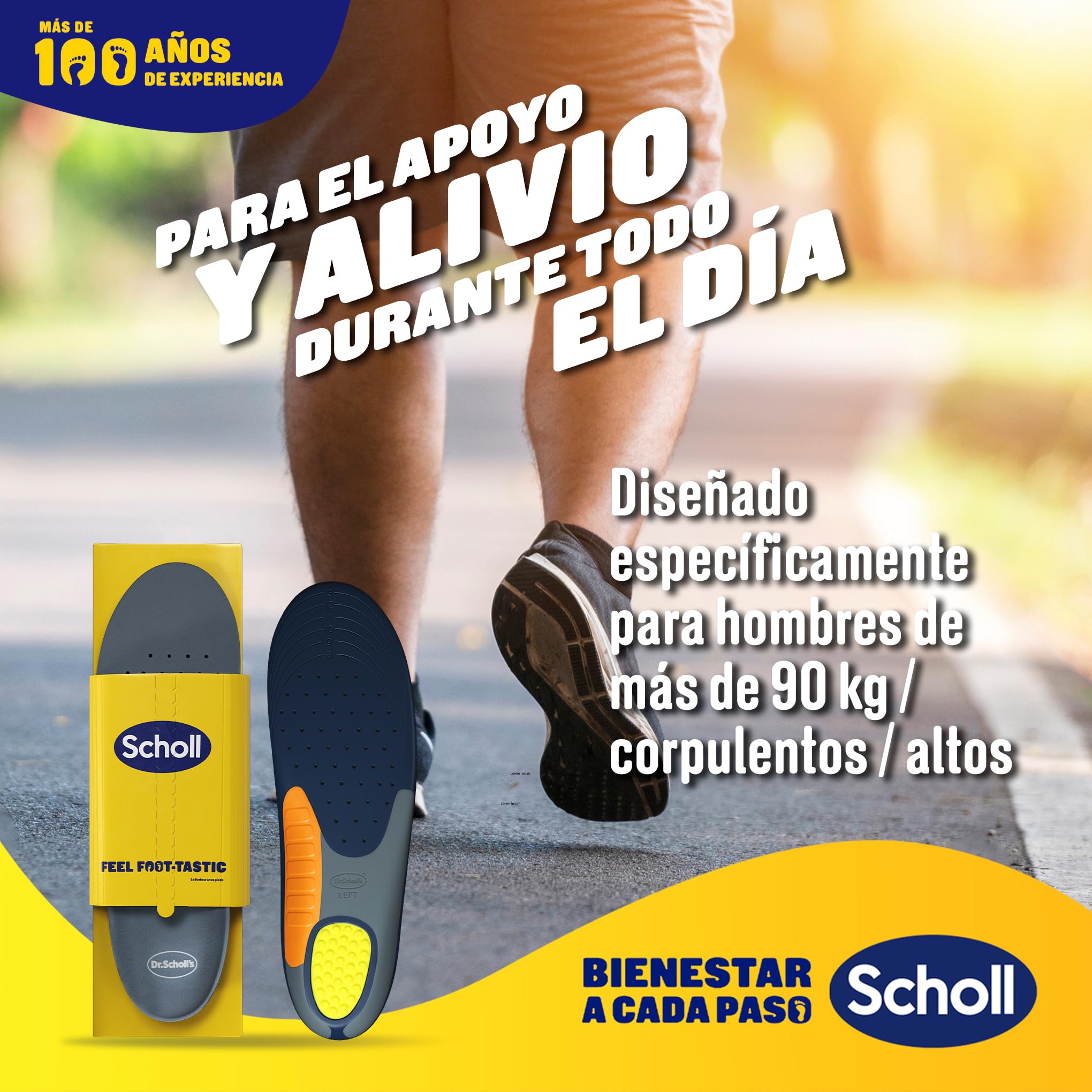 Dr. Scholl's Extra Reforzadas Plantillas para Hombre, Soporte del Arco, Absorción de Impactos, Pies Anchos, Corpulentos