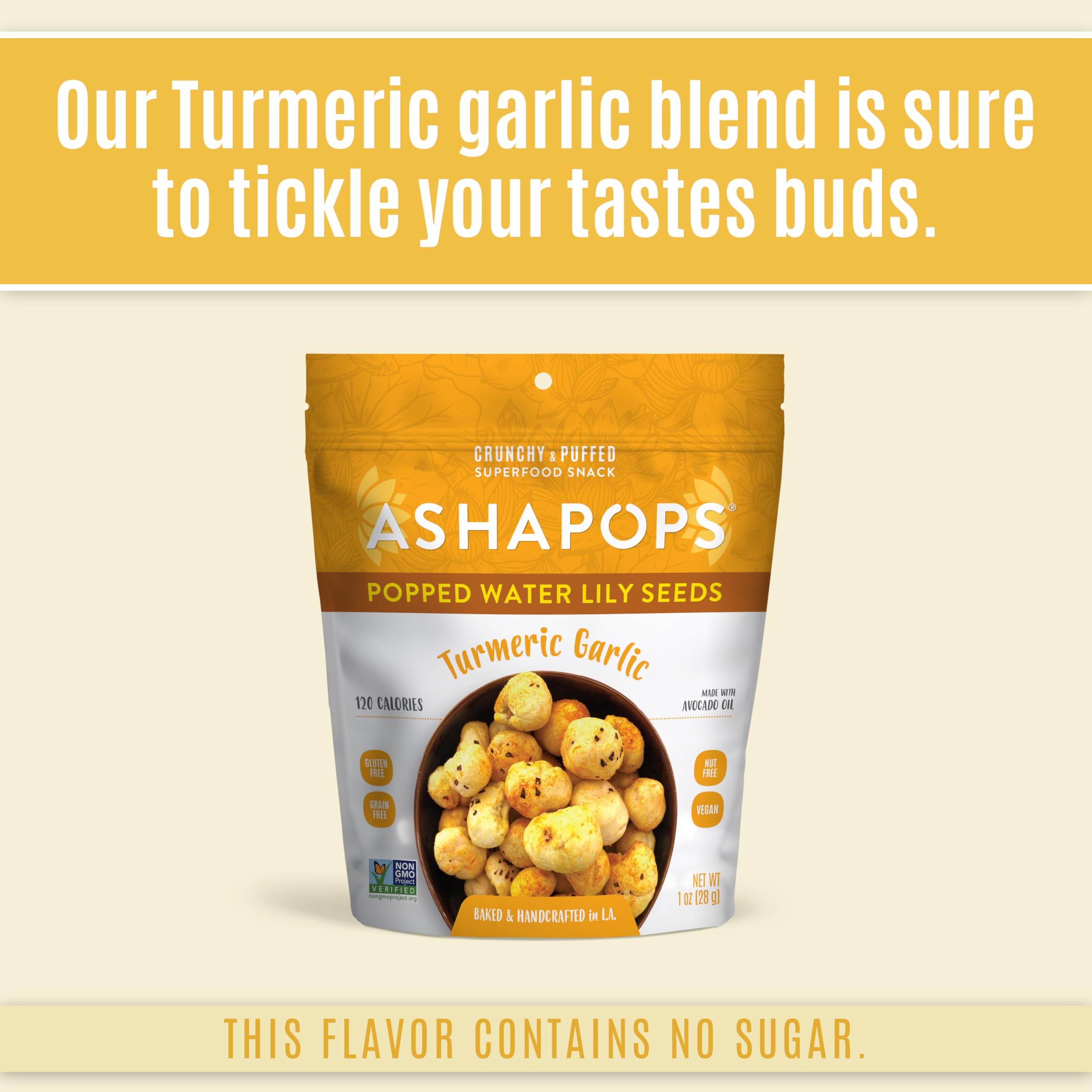 Amazon.com: AshaPops Turmeric Garlic Popped Water Lily Seeds, 1 OZ