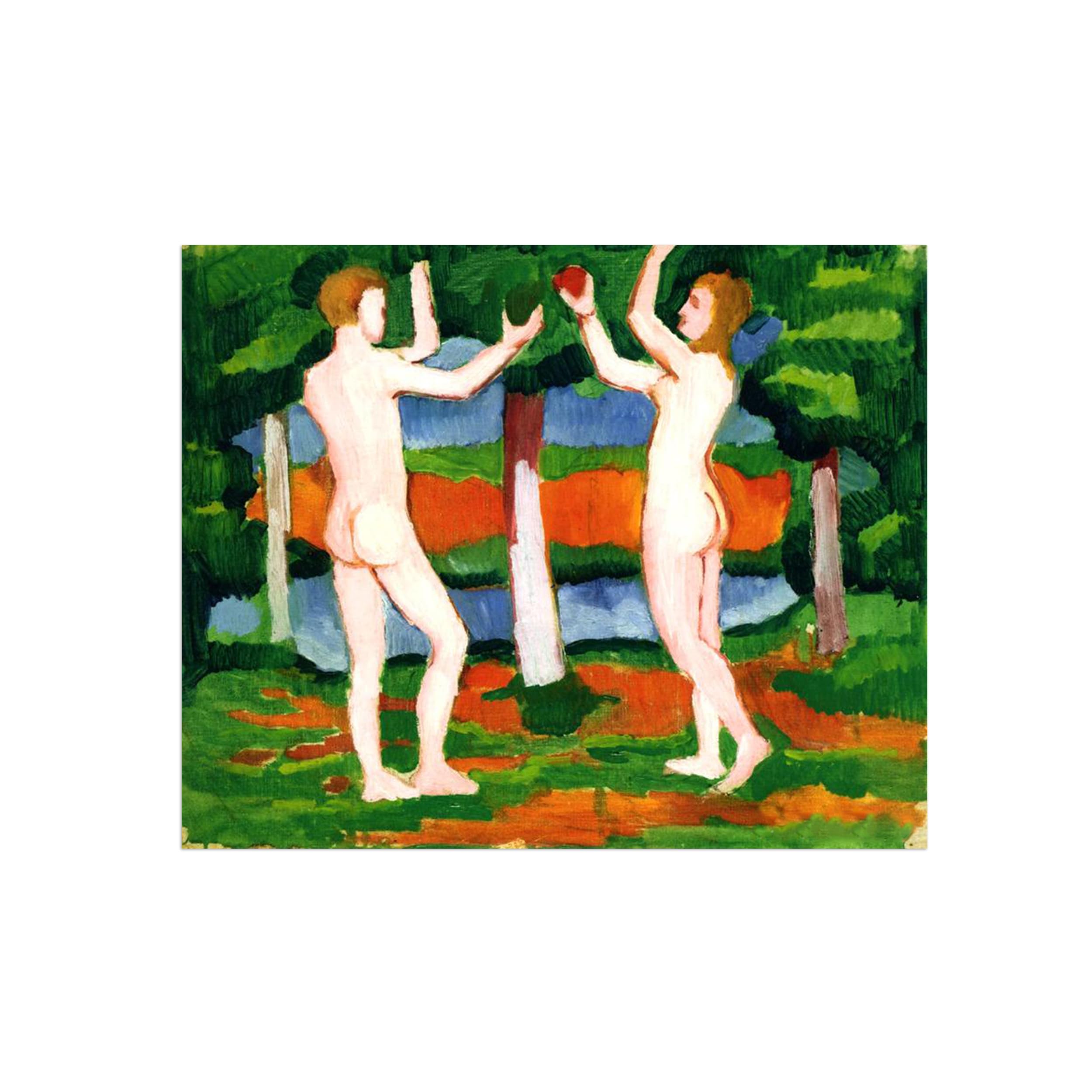 Sdyskkug Unframed August Macke Famous Wall Art For Living Room. Couple. Canvas Artwork Picture. Prints Reproduction Modern Home Decor 35X30cm