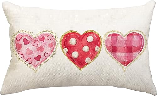 Rguct Fundas de almohada para el día de San Valentín de 12 x 20 pulgadas, diseño de búfalo rosa, a cuadros, lunares, corazones y corazones,