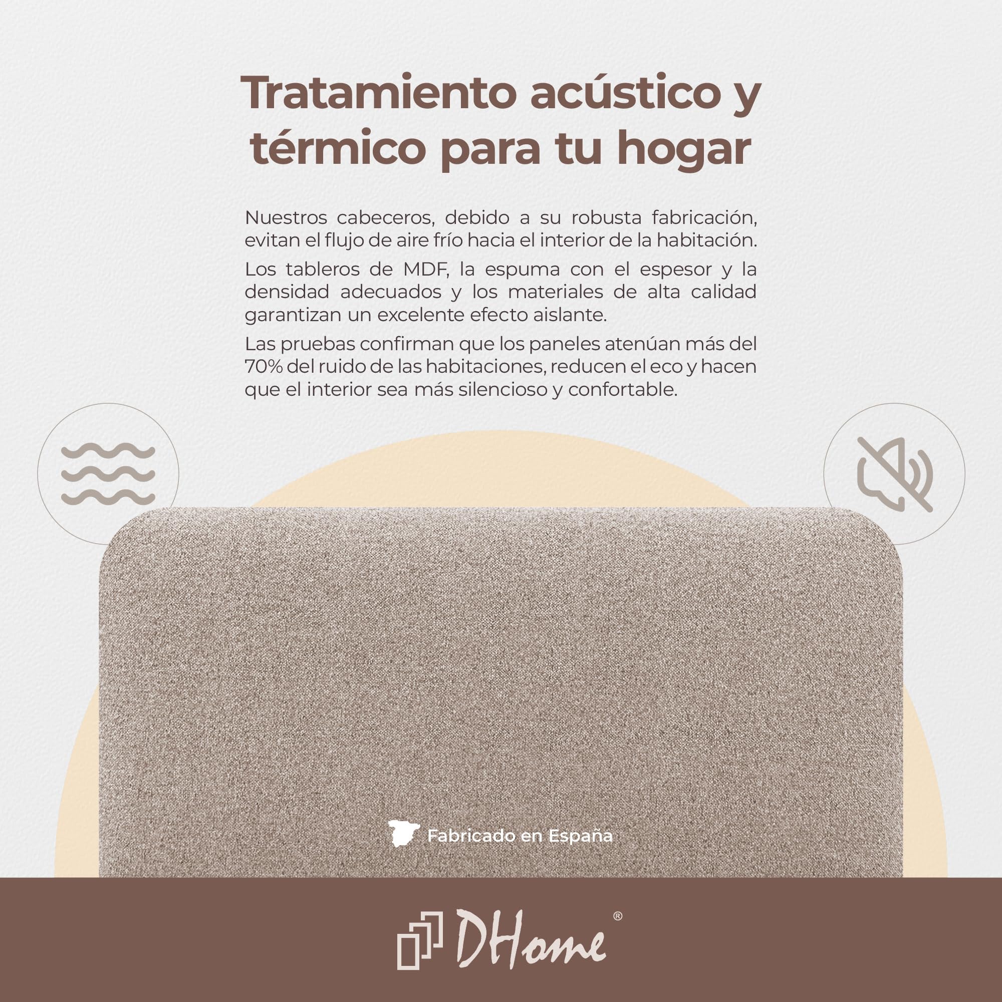 DHOME Tête de Lit Capitonnée Unie Arrondie en Tissu Aqualine avec Pieds pour Mur Têtes de Lit Acoustiques Absorbantes Tête de Lit Chambre à Coucher (Sable, 160cm)