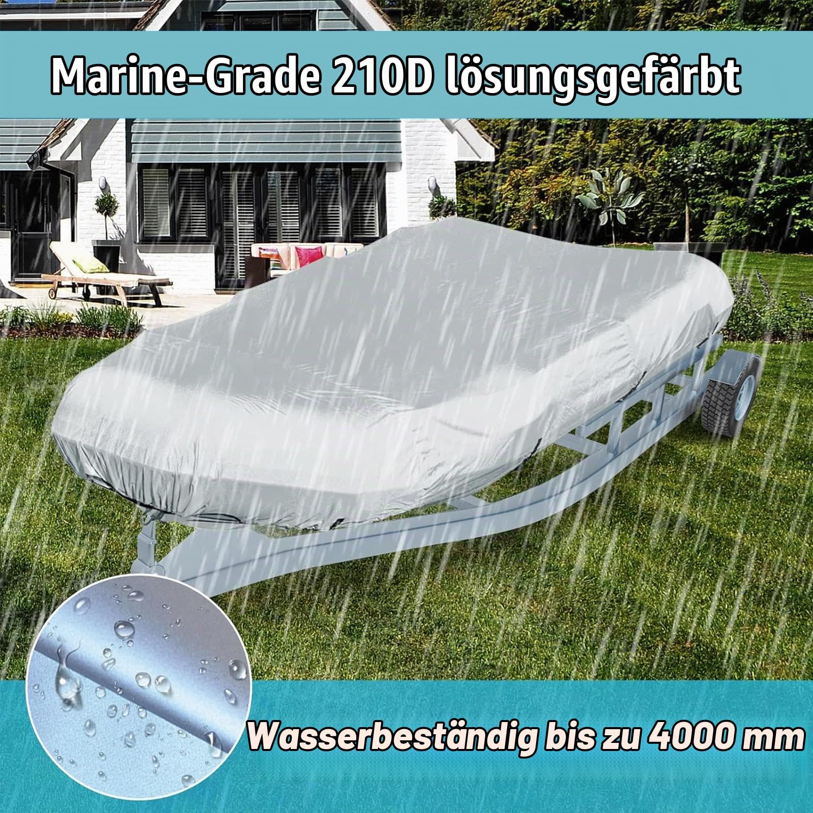 Schlauchboot Abdeckung 7 Größen Schlauchboote Abdeckung UV-beständig Bootsplane Wasserdicht für kleine Schlauchboote und Festrumpfschlauchboote,380 * 200 * 46cm