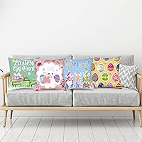 Vista 6 de 4 fundas de almohada de Pascua de 18 x 18 pulgadas, coloridas fundas de almohada de Pascua, fundas de almohada de conejito de Pascua, fundas