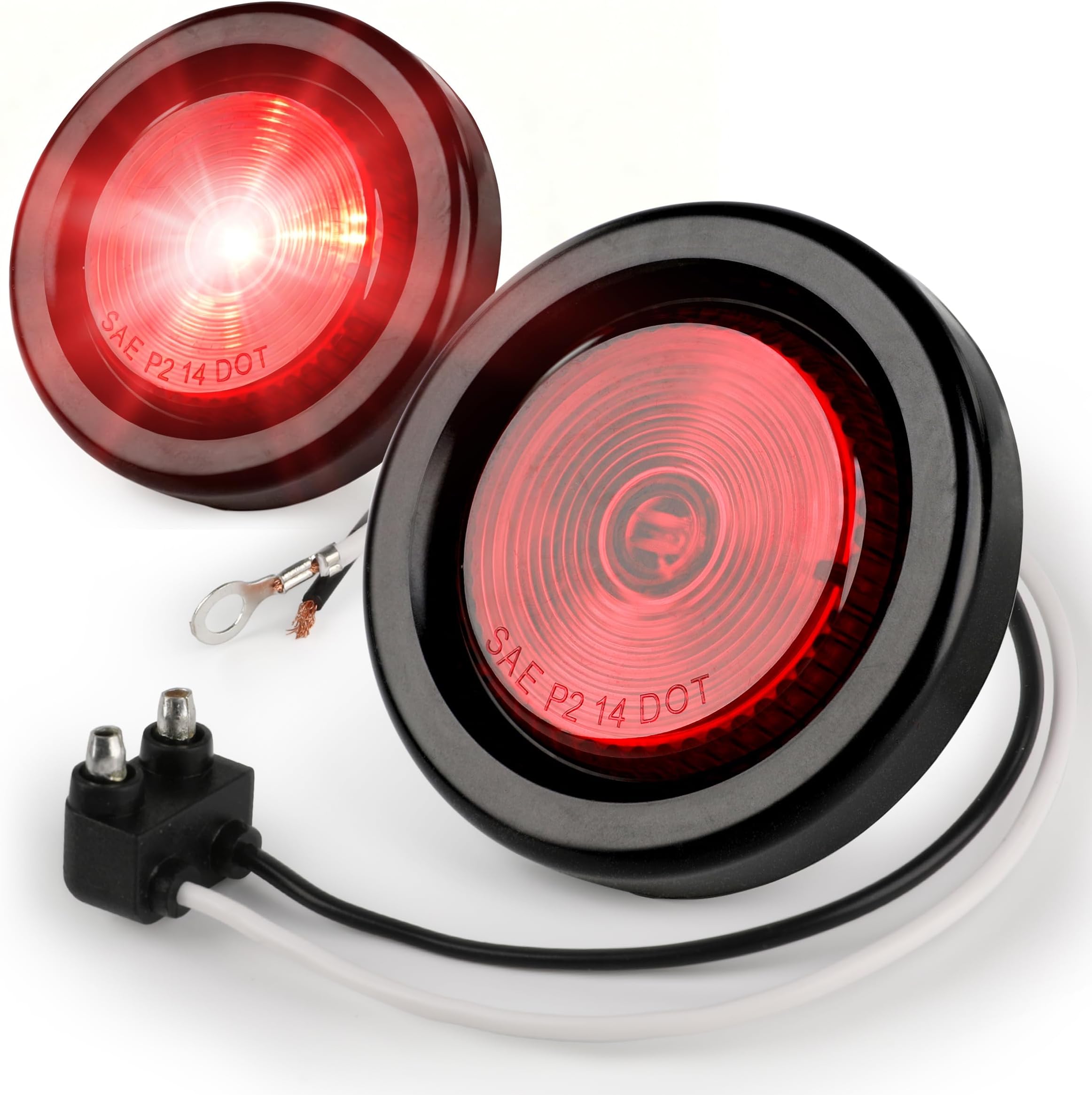 80653 LED Round Side Marker Light Red with Grommet Trailer Truck RV-2 Pack