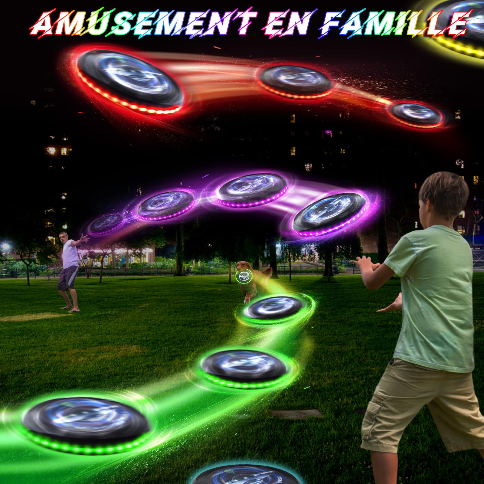 IEEILULU Ultimate Frisbee, Frisbee Lumineux, Frisbee avec 12 Effets Lumineux, Réutilisable, LED Frisbee Compétition Funsport pour Adultes Enfants Plage Pelouse Extérieur