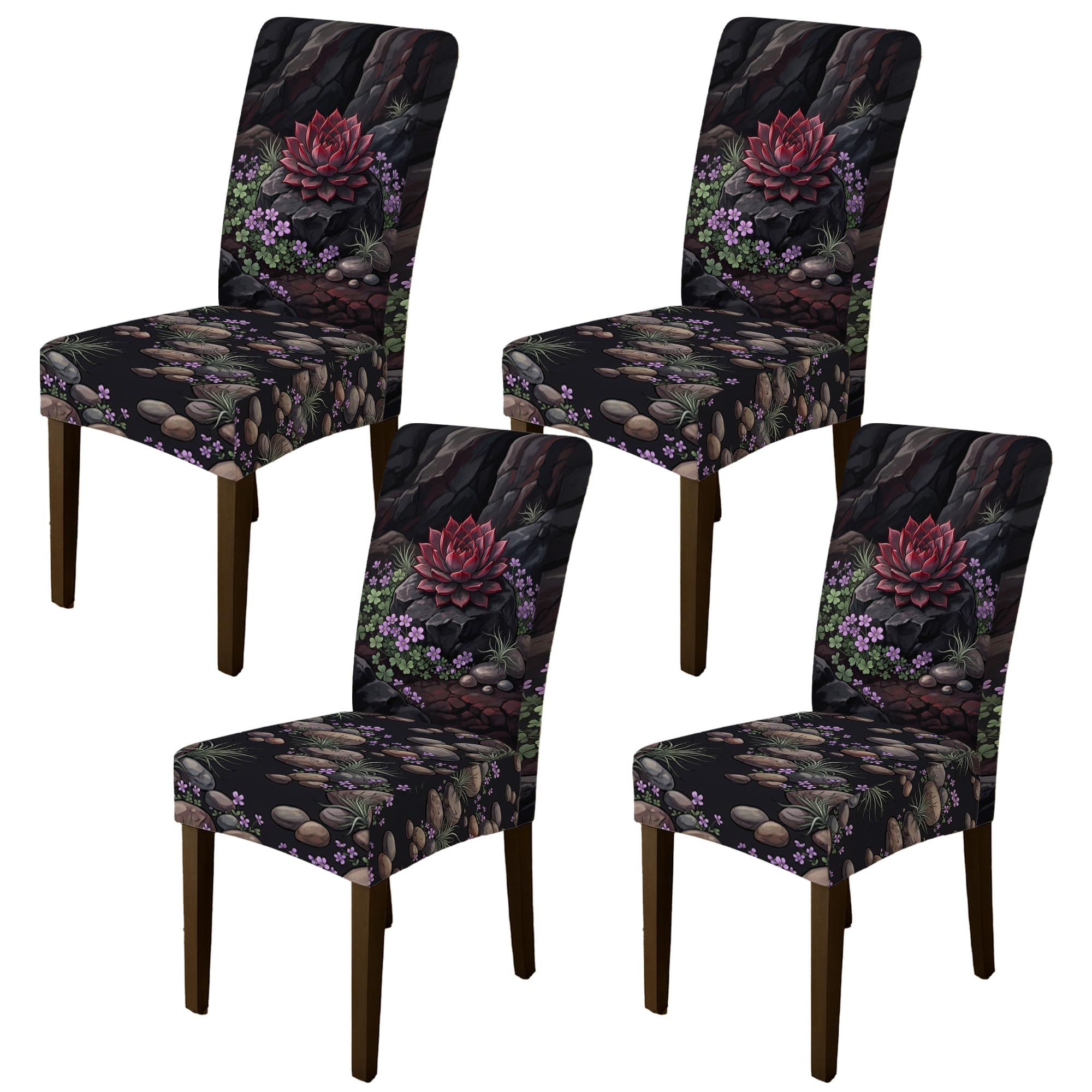 Housse de chaise de salle à manger aux finitions soignées et motif botanique naturel