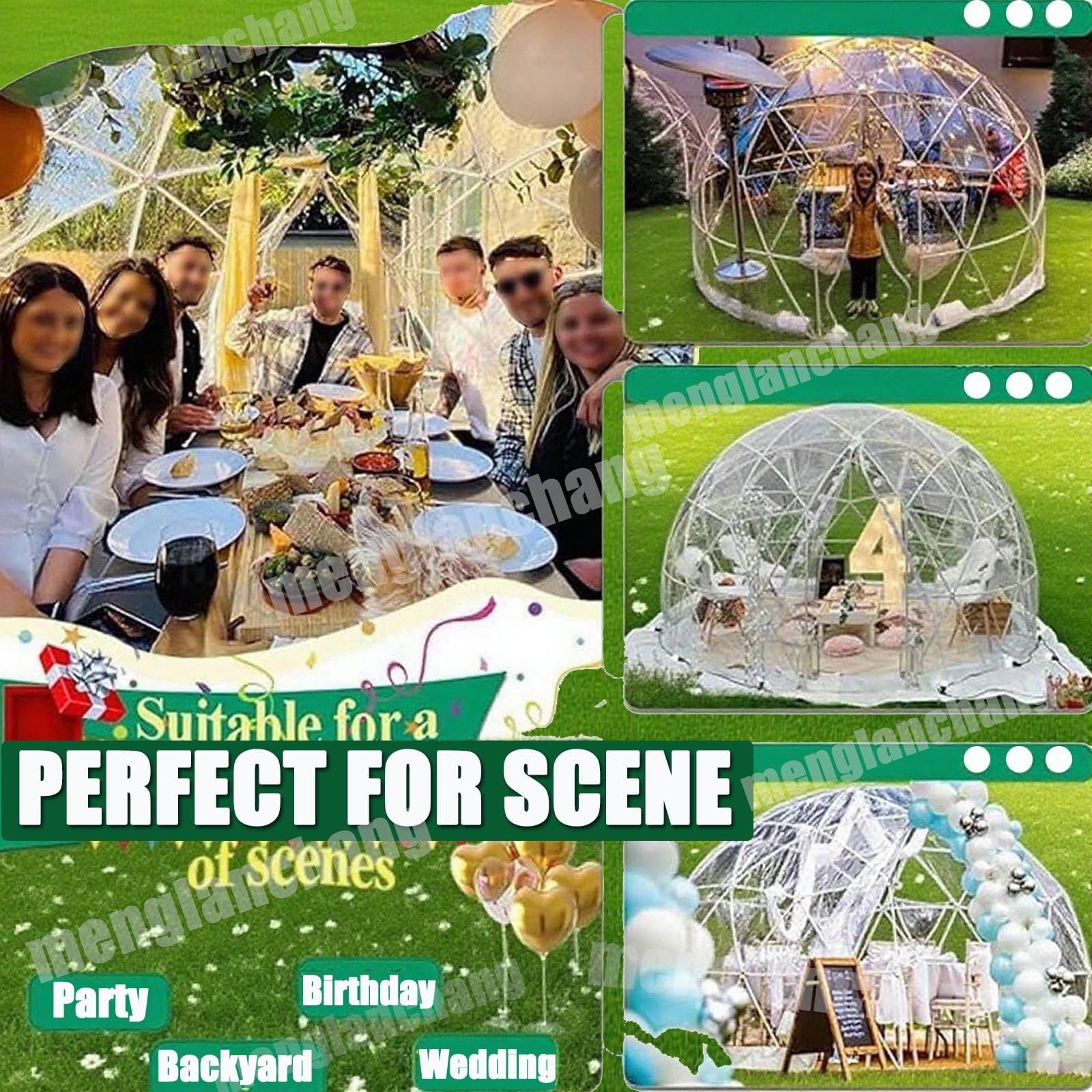 Przezroczysty namiot bąbelkowy – geodezyjna kopuła na każdą pogodę z panoramicznym widokiem 360° do obserwacji gwiazd, salonu na świeżym powietrzu, patio, imprez na podwórku i szklarni dla roślin