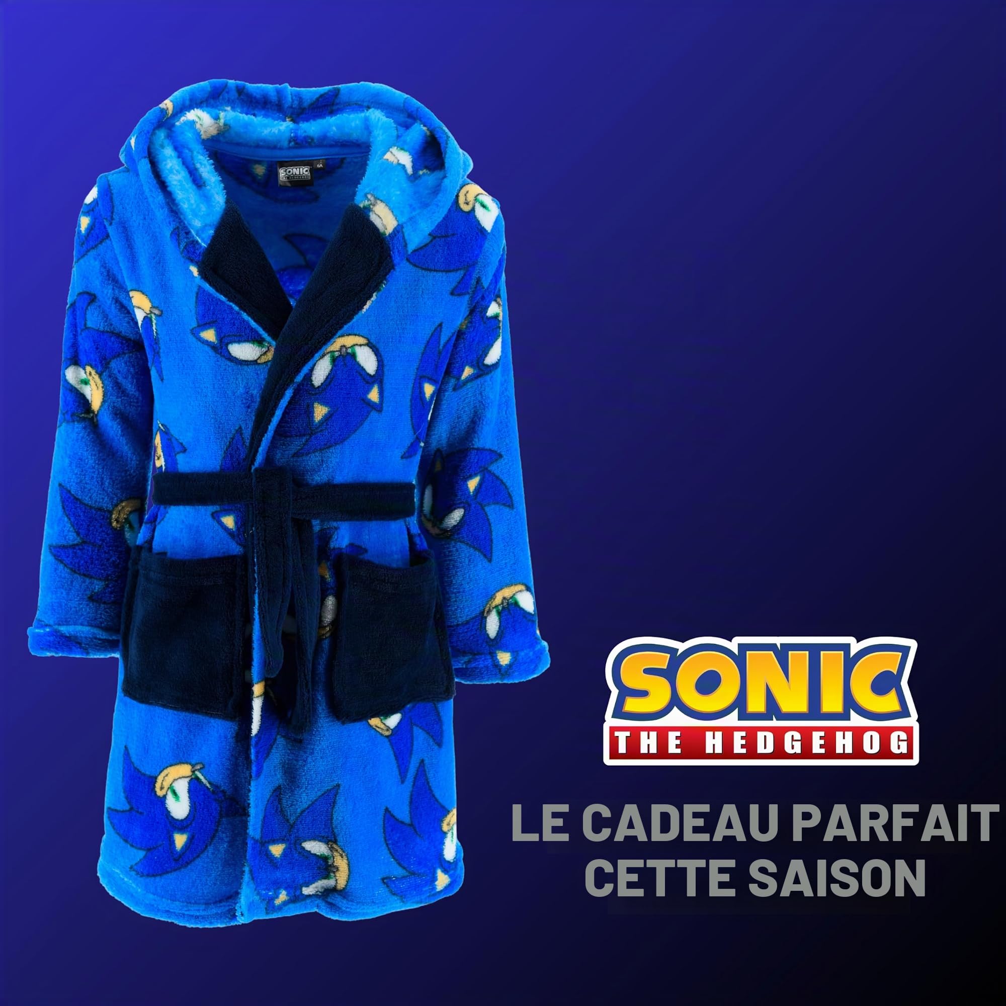 Sonic The Hedgehog Robe de Chambre pour Garçons, Doux Robe pour la Maison des Enfants, Cadeau pour Garçons, Tailles 3 à 8 Ans