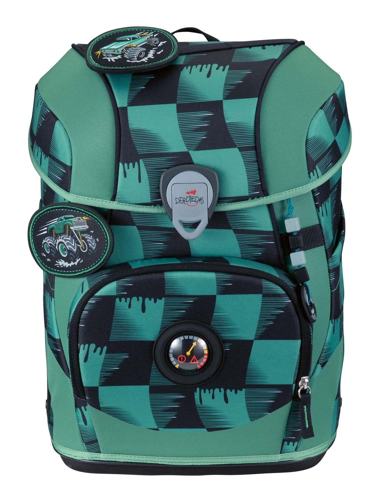 DerDieDas Mochila Escolar ErgoFlex Tiny Superflash Set 6 -Piezas Super Truck Verde
