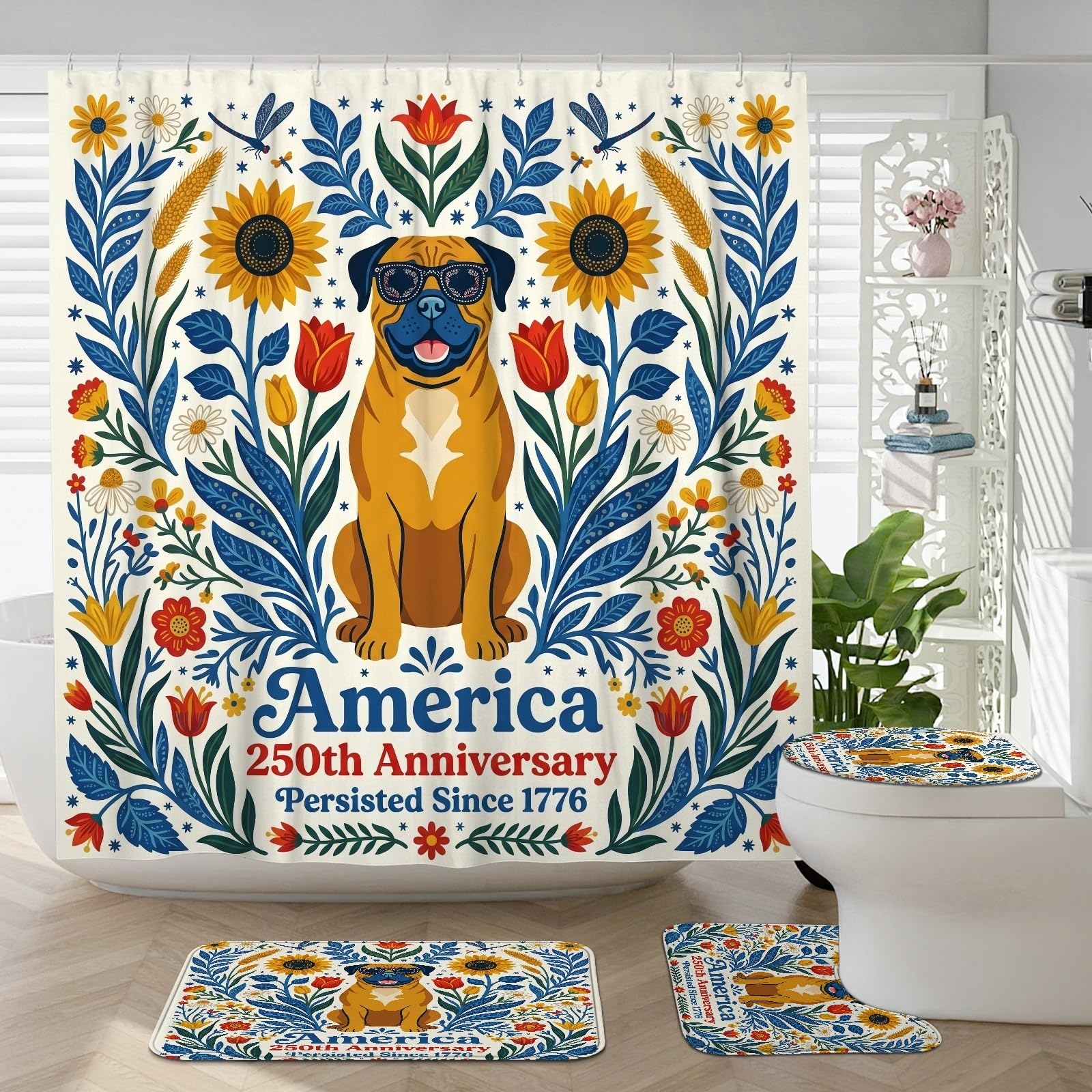Tapis de bain Bullmastiff antidérapant avec contour WC et abattant