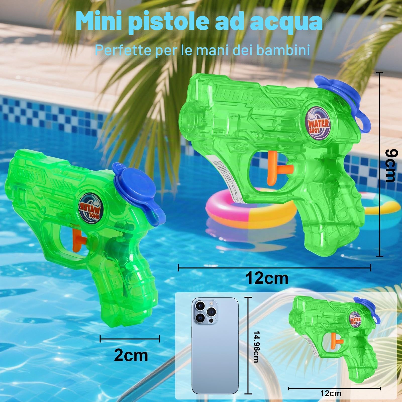 Pistola ad Acqua, 8 Pezzi Mini Pistole ad Acqua per Bambini | Pistole piccole ad Acqua per Adatto Giochi D'acqua Estivi Spiaggia Piscina Giardino, Feste di Compleanno