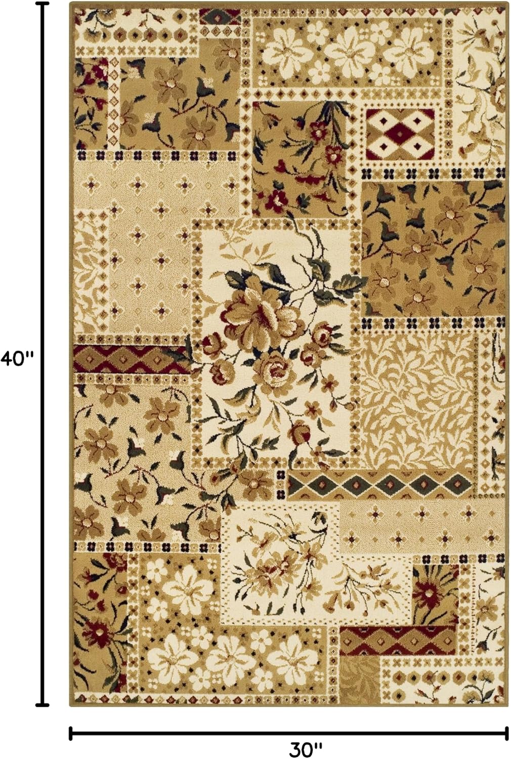 Superior Area Rugs for Bedroom, Farmhouse, Kitchen, Entryway, Laundry Room | Living Room Decor | Flower Patch Collection , 2' x 3', Beige