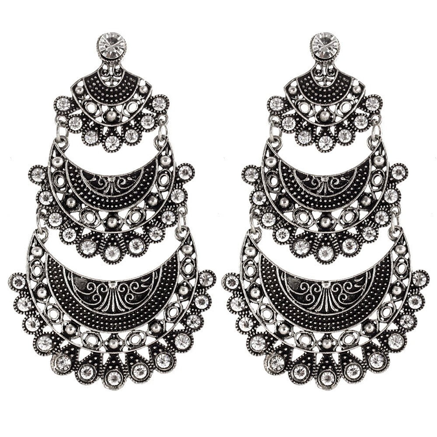 Shining Diva Fashion Tribal Designer Collection Oxidized Silver Drop Earrings for Women (Black)(9761er) (B07DNY593C) Amazon Price History, Amazon Price Tracker