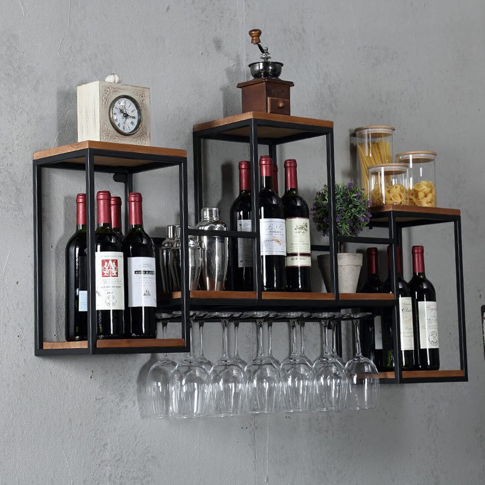 Estantería de Pared para Vino - Soporte para Botellas de Cristal y Madera
