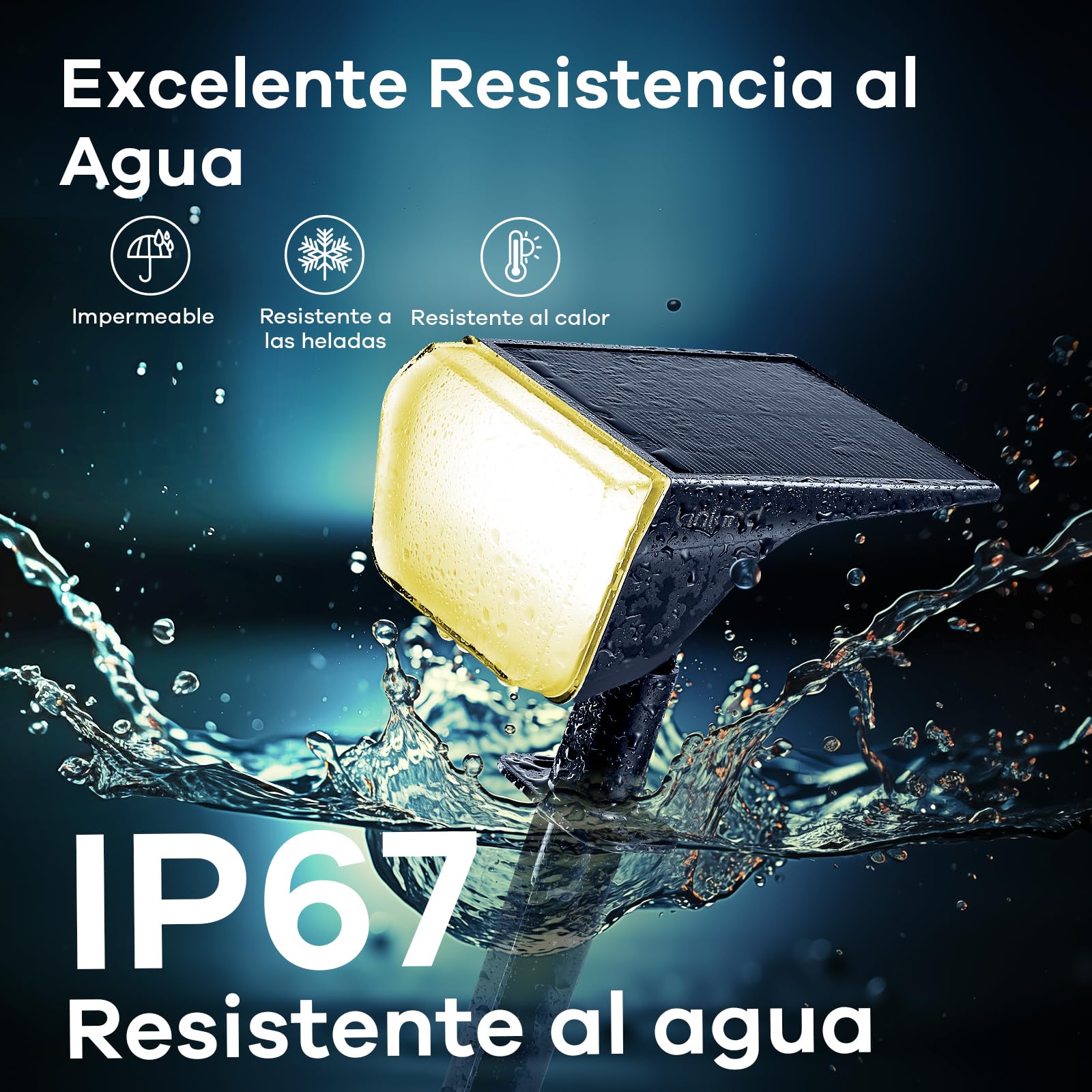 Linkind 60 LED Luces Solares Exterior Jardin,3000K Blanco Cálido Focos Solares con el modo de invierno, 800LM,Impermeable IP67 Lámparas Solares para Jardín, Patio, Calzada, Piscina,3 Piezas — view 4