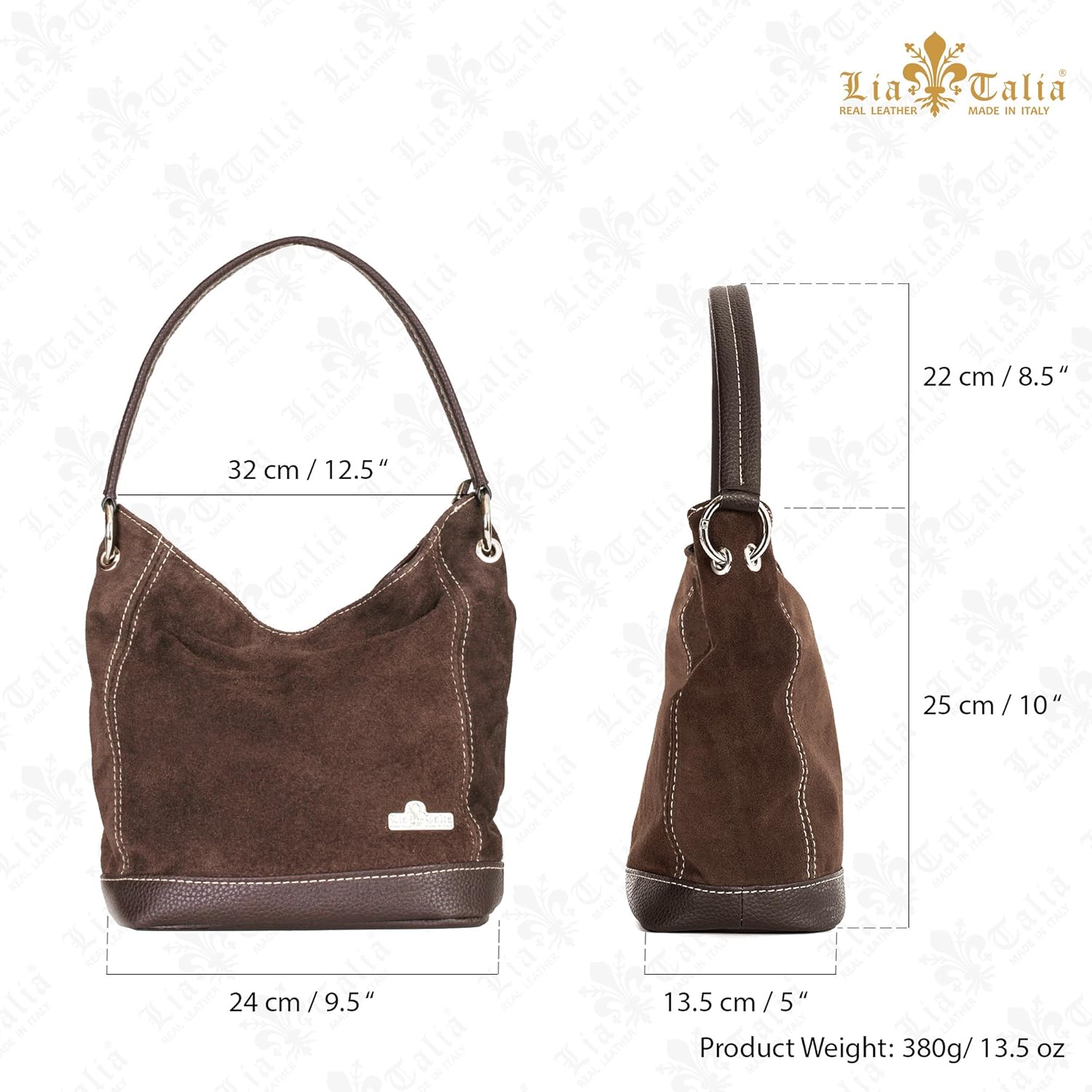 LiaTalia Womens Leather Handbags Top Handle Bag Real Italian Hobo Designer Purses Shoulder Bag - DENISE [Black]